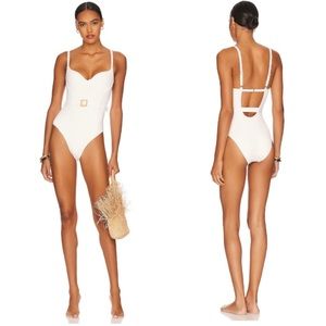 WeWoreWhat Danielle One Piece Swimsuit Off White Size XL NWT *Missing Belt*